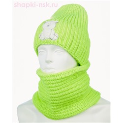 18-64-L Комплект для девочки флис (колпак+снуд) (52-54)