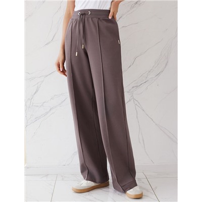 Прямые трикотажные брюки на резинке из футера двухнитки эластичные