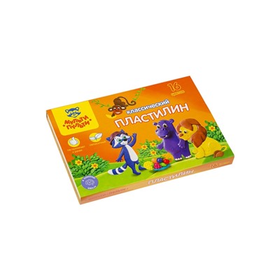 Пластилин «Мульти-Пульти. Приключения Енота», 16 цветов, 320 г, со стеком