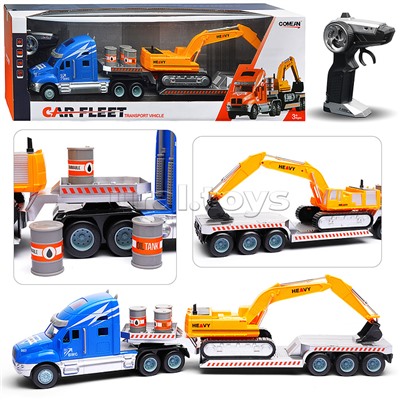 Машина "Грузовик тягач с экскаватором" р/у, 27 MHz, в коробке