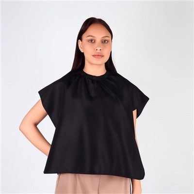 Пелерина парикмахерская, 100×70(±1) см, на завязках/крючках, чёрная