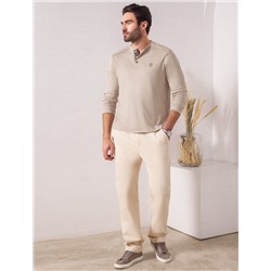 Джемпер хенли из полотна пике с меланжевым плетением с эластаном