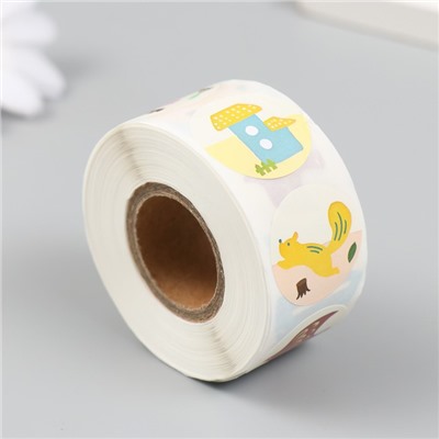 Наклейка бумага «Домик у речки», d=2.5 см, 500 шт. в рулоне, 3×6.5×6.5 см