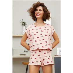 Пижама фуфайка (футболка), шорты жен Mia Cara SS21WJ330 French Kiss сердечки
