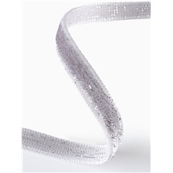 Лента бархатная, с серебряным люрексом, 6 мм, 18±1 м, серая №184