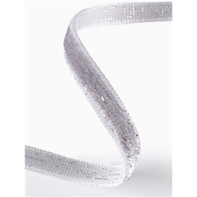 Лента бархатная, с серебряным люрексом, 6 мм, 18±1 м, серая №184