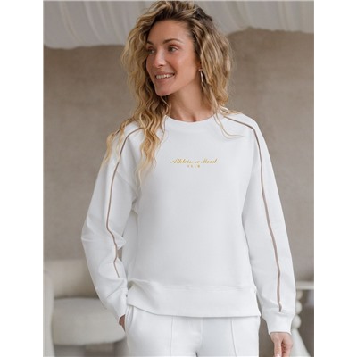 Свитшот с лампасами и разрезами из эластичного футера двухнитки без начеса