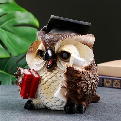 Фигурка полистоун «Сова ученая», коричневая, 18×17×19 см