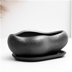 Горшок для кактусов и суккулентов «Бонсай», 600 мл, 17×14×7 см, керамический, с поддоном, серый