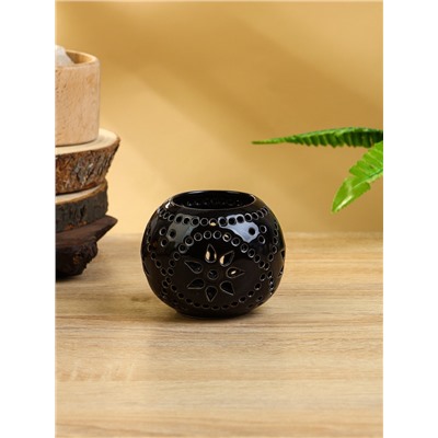 Подсвечник «Шар», 9×9×8 см, керамика, тёмно-коричневый