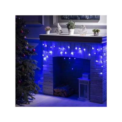 Гирлянда «Бахрома» 3×0.5 м, IP20, тёмная нить, 80 LED, свечение синее, 8 режимов, 220 В