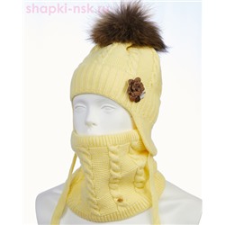 02-33-S (E) Комплект для девочки (шапка+снуд) (52-54)