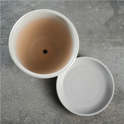 Горшок для цветов «Серый», 1 л, d=15 см, h=13 см, керамический, с поддоном