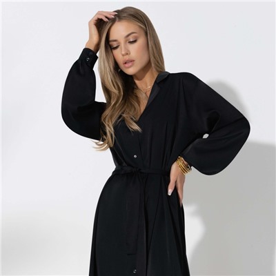 Платье-рубашка, Сияние шелка (найт, с поясом)