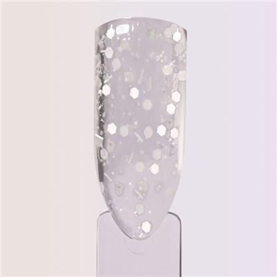 Гель для наращивания, с блёстками, трехфазный, 15 г, LED/UV, прозрачный, белый