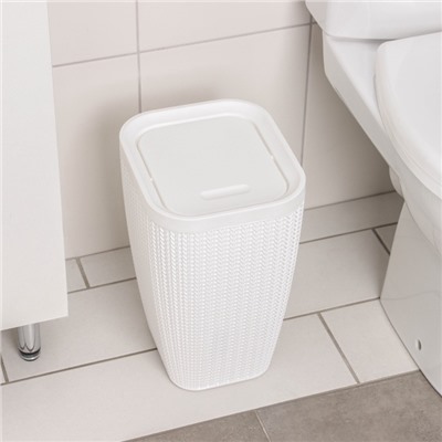 УЦЕНКА Контейнер для мусора «Вязаное плетение», 10 л, белый, без крышки