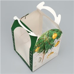 Складная коробка под маленький торт «С Новым годом», 15×15×18 см