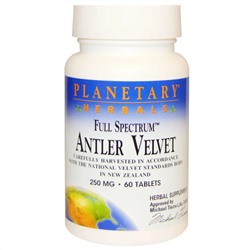 Planetary Herbals, Full Spectrum, панты оленя, 250 мг, 60 таблеток
