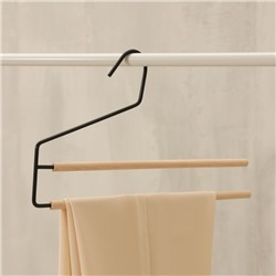 Вешалка для брюк и юбок SAVANNA Wood, 36×21.5×1.1 см, многоуровневая, чёрная