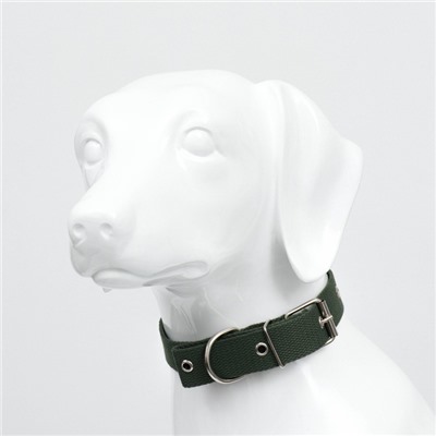 Ошейник брезентовый однослойный, 66×3 см, ОШ 33-60 см, тёмно-зелёный