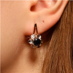 Серьги цветы ювелирная бижутерия коллекция "Дубай" покрытие позолота, вставка: фианиты, цвет: черный, арт.314.251