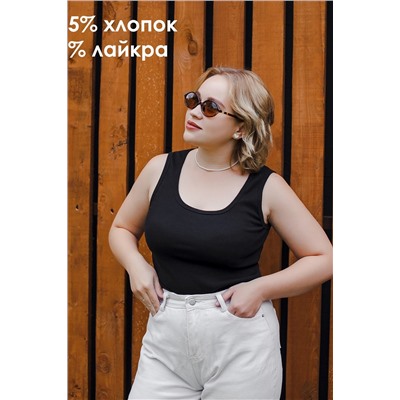 Майка базовая в рубчик черная НАТАЛИ, 1196376