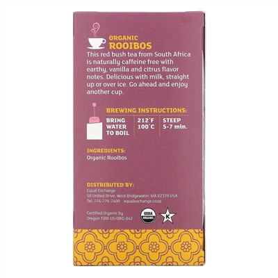 Equal Exchange, Organic Rooibos, Herbal Tea, 20 Tea Bags, 1.41 oz ( 40 g)