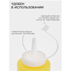Бутылки для соуса Доляна, пластик, 350 мл, 6.5×12.5×19 см, набор 2 шт., красные, жёлтые