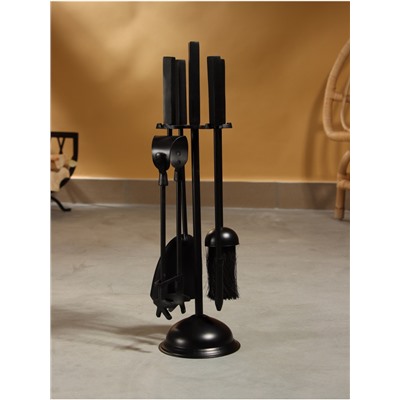 Каминный набор «Пламя», 4 предмета, 13×13×48 см, сталь