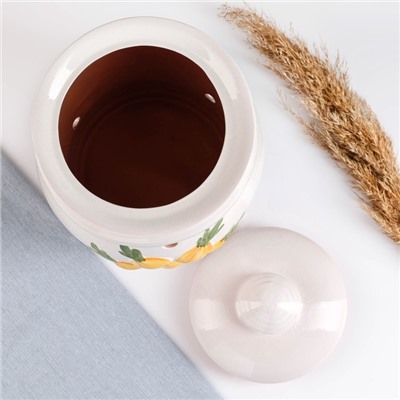 Банка для хранения лука Кунгурская керамика «Глазурь», 4 л, с отверстиями для вентиляции, белая