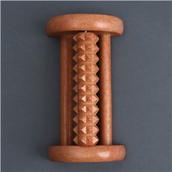 Массажёр для ног «Барабан», деревянный, 1 ролик с шипами, 14.5×8.2×5 см