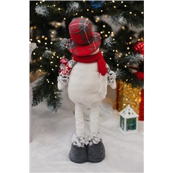 Игрушка новогодняя с выдвижными ногами Снеговик платье серое НАТАЛИ, 1224255