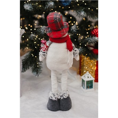 Игрушка новогодняя с выдвижными ногами Снеговик платье серое НАТАЛИ, 1224255