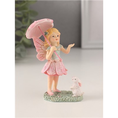 Фигурка полистоун «Девочка-фея под зонтиком с кроликом», 6.5×5×10.5 см