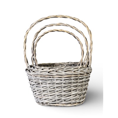 Корзина плетёная для хранения Penelope, ива, овальная, серая, набор 3 шт.