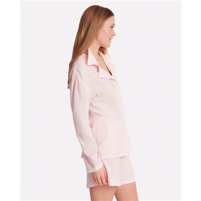 Блуза женская с воротником MINAKU: Enjoy, светло-розовая, размер 42