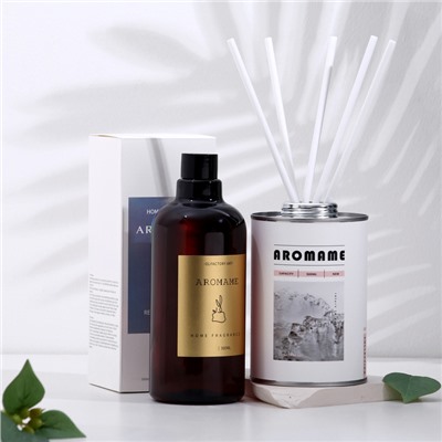 Набор диффузор ароматический Aromame, зелёный лайм, базилик, цитрус 500 мл круглая банка