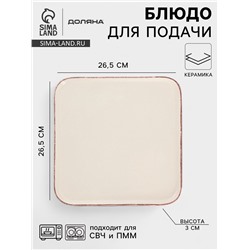 Блюдо сервировочное Доляна «Альпийский крем», 26.5×2, керамика, бежевое