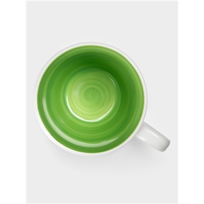 Кружки Доляна «Палитра», 350 мл, набор 4 шт., фарфор, белые, зелёные