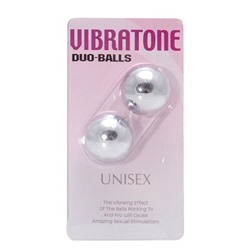 Серебристые шарики VIBRATONE DUO BALLS SILVER BLISTERCARD