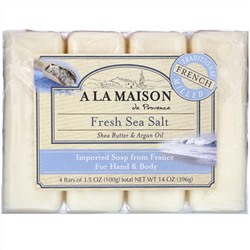 A La Maison de Provence, мыло для рук и тела, морская соль, 4 бруска по 100 г (3,5 унции) каждый