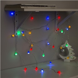 УЦЕНКА Гирлянда «Нить» 5 м с насадками «Шарики цветные», IP20, прозрачная нить, 30 LED, свечение мульти, 8 режимов, 220 В