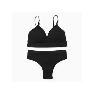 Комплект нижнего белья женский (топ, трусы) Collorista, чёрный, размер 42-44