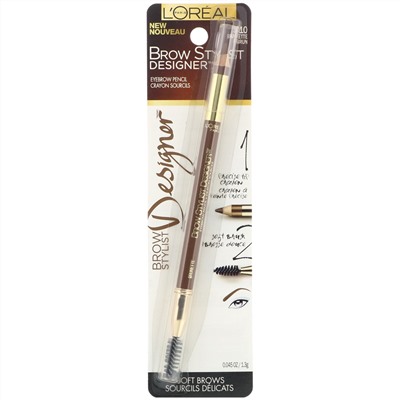 L'Oreal, Карандаш для бровей Brow Stylist Designer, оттенок 310 «Брюнет», 1,3 г