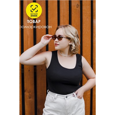 Майка базовая в рубчик черная