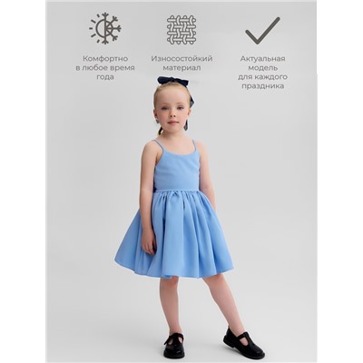 Платье нарядное для девочки MINAKU: Party Dress с бантом, голубой, рост 104-110 см