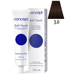 CONCEPT Soft Touch Крем-краска для волос без аммиака 3.0 Тёмный шатен 100 мл
