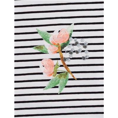 Лонгслив в полоску с принтом из премиального хлопка с эластаном