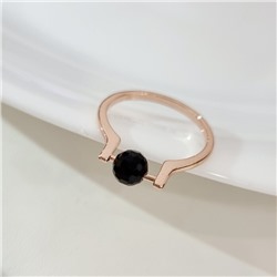 Кольцо с подвижным камнем ювелирная бижутерия коллекция "Дубай", покрытие позолота, вставка: фианиты, цвет: черный, 17 р, арт.219.416-17