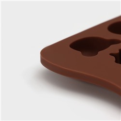 Форма для конфет и шоколада Доляна «Мордашки», силикон, 21×10.5 см, 15 ячеек (2.5×2.3 см), коричневая